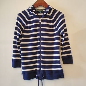 L-RL Lauren Active Ralph Lauren Hoodie  100%  Cotton 3/4 Sleeves stripe top 100%